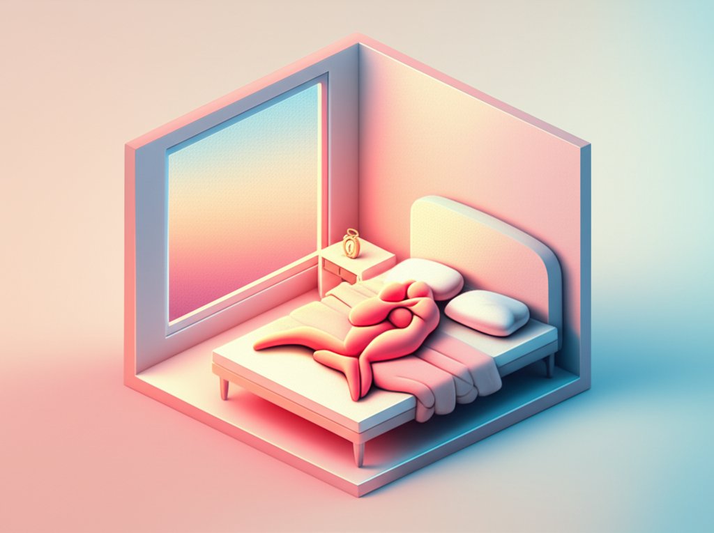 Erotic good morning: intimate couple shares a sensual awakening beyond the alarm.