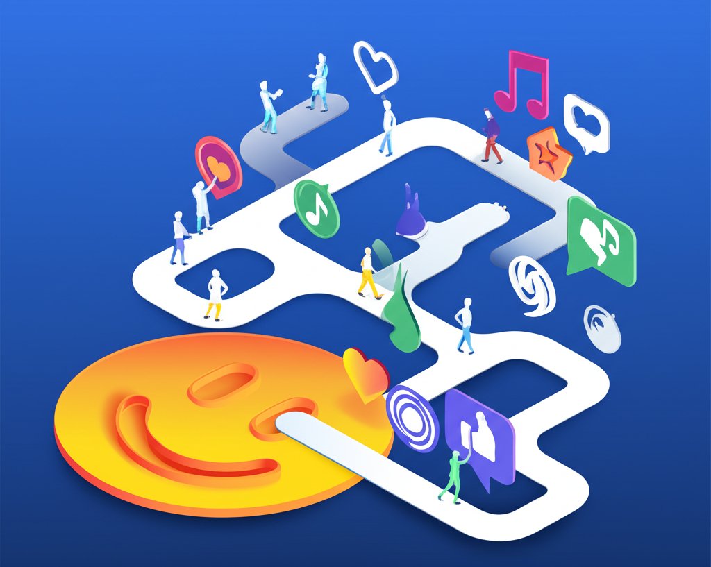 Classic yellow smileys evolving to modern vector emojis, representing diverse digital vibes.