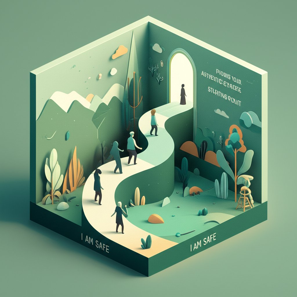 Path from I Am Safe to I Am Becoming Safer, discovering your authentic starting point.