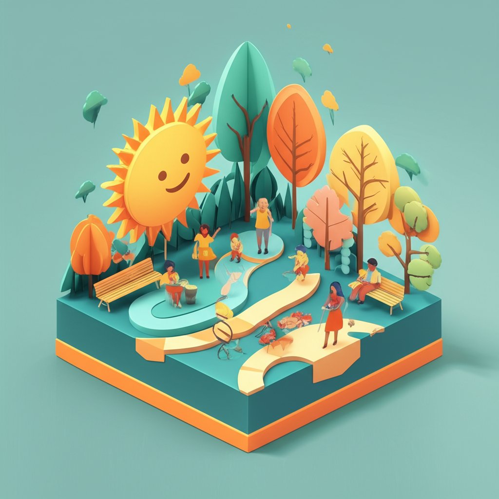 Cheerful Have a Great Day image with sun, flowers, and positive vibes.