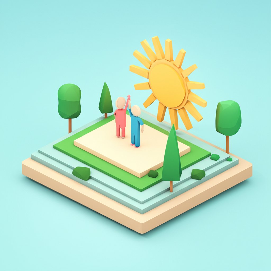 Warm morning greeting between smiling individuals, demonstrating its simple, powerful impact.